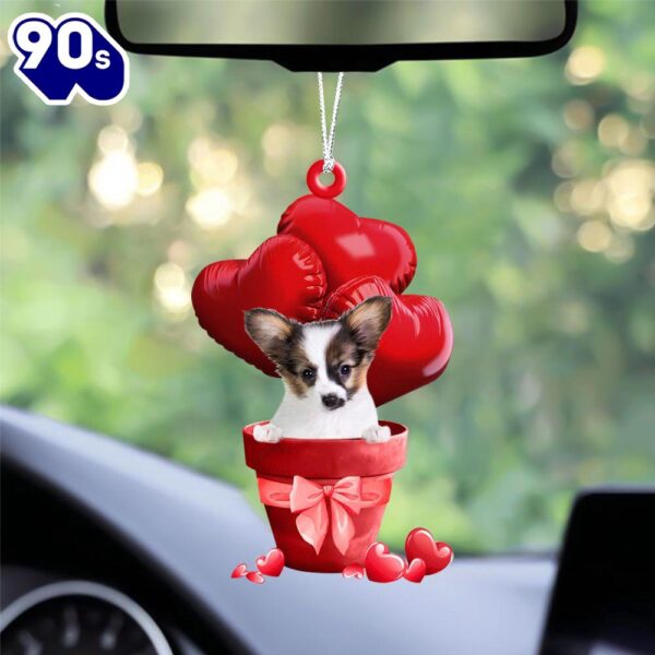 Papillon Red Heart Balloon Ornament, Gift For Christmas