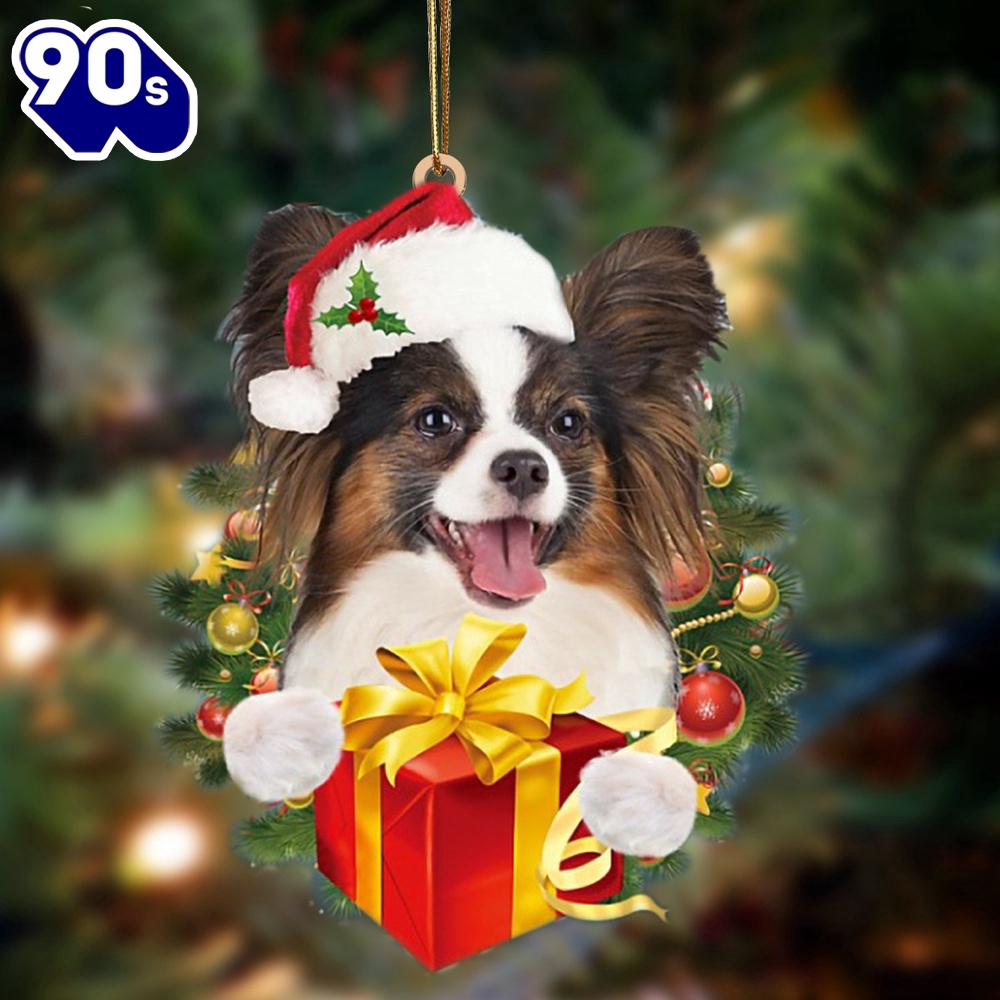 Papillon-Dogs Give Gifts Hanging Ornament, Gift For Christmas Papillon-Dogs Give Gifts Hanging Ornament, Gift For Christmas