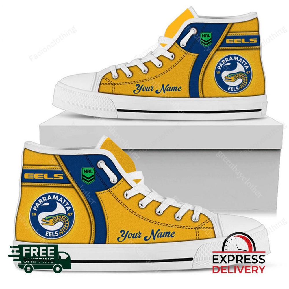 Parramatta Eels NRL Personalized High Top Canvas Shoes Parramatta Eels NRL Personalized High Top Canvas Shoes