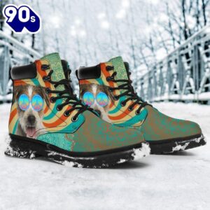 Parson Russell Dog Leather Boots Funny Hippie Style Shoes