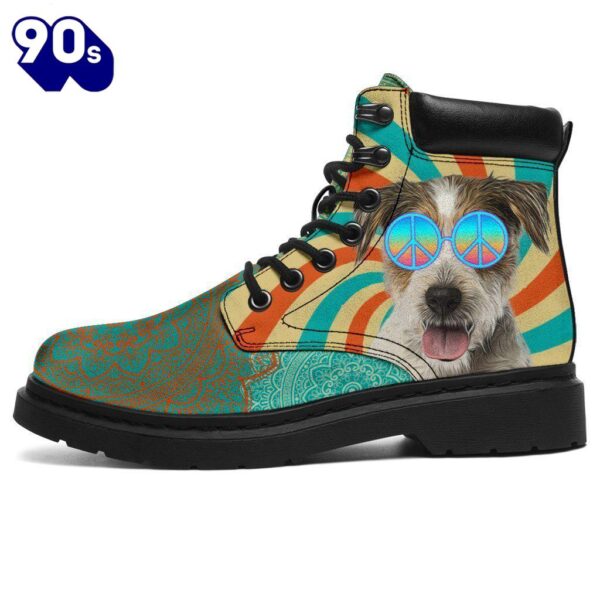 Parson Russell Dog Leather Boots Funny Hippie Style Shoes