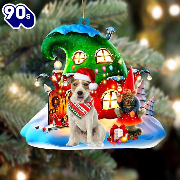 Parson Russell Terrier With Rudolph’s House Christmas Ornament, Gift For Christmas
