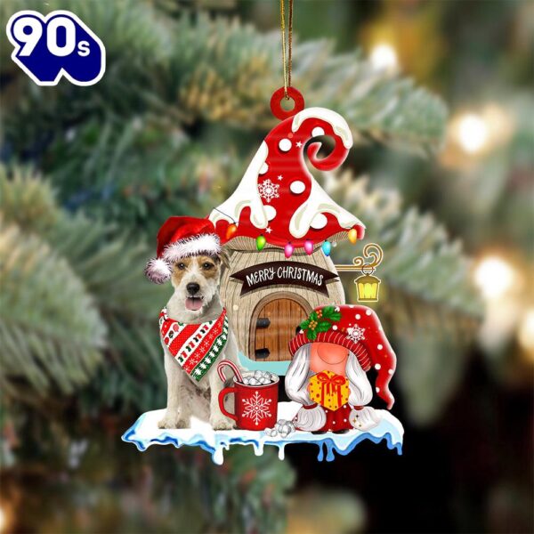 Parson-Russell-Terrier With Mushroom House Christmas Ornament, Gift For Christmas