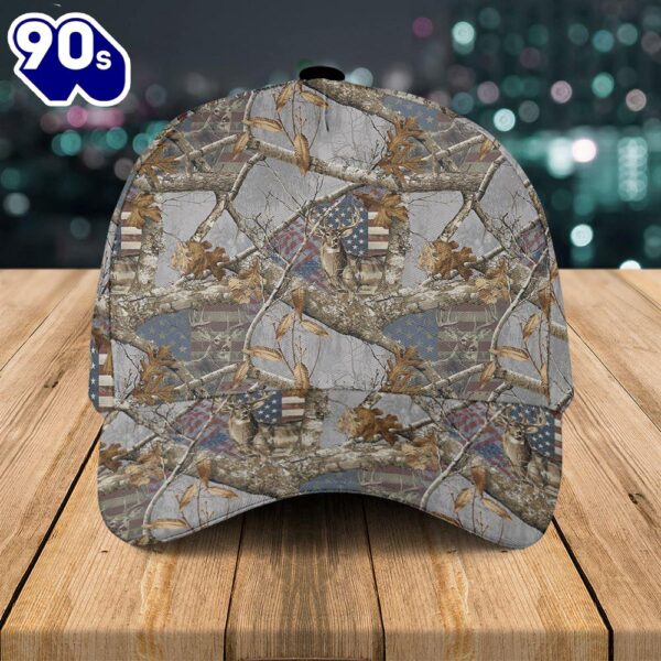 Patriotic Deer & Flag Baseball Cap  Gift For Veteran Day