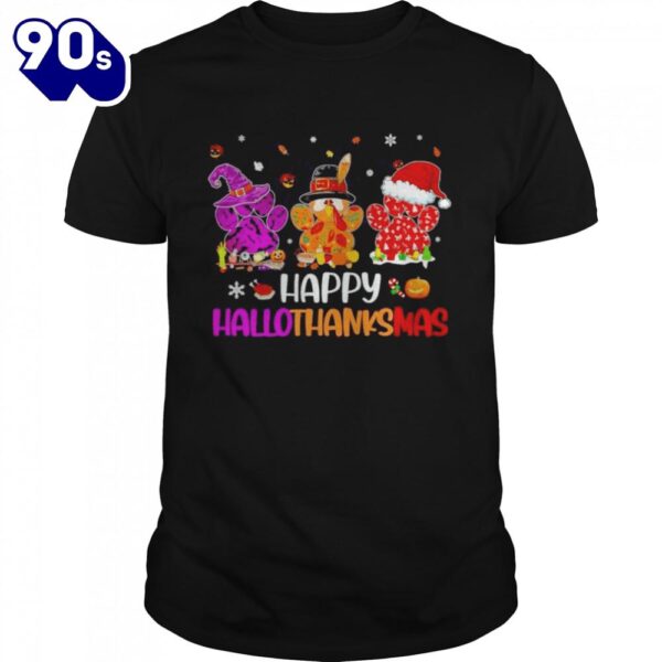 Paw Prints Happy HalloThanksMas Halloween Thanksgiving Christmas Dog Happy Halloween 2024 T-Shirts For Man And Women