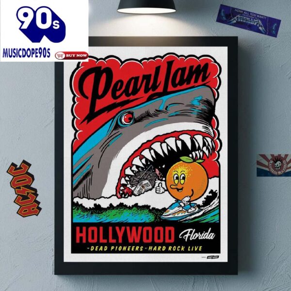Pearl Jam Hollywood Florida Event Dead Pioneers At Hard Rock Live On April 24 2025 Dark Matter World Tour 2025 Shark Canvas