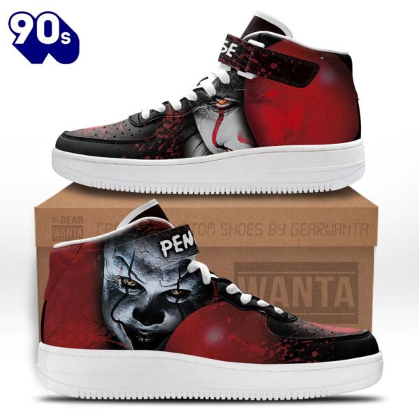Pennywise IT Clown Shoes Custom High Top Air Force Shoes Sneakers Horror Fans