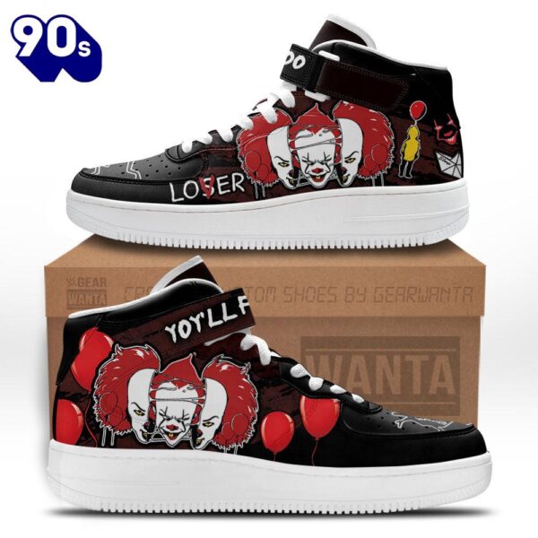 Pennywise IT Face Shoes Custom High Top Air Force Shoes Sneakers Horror Fans