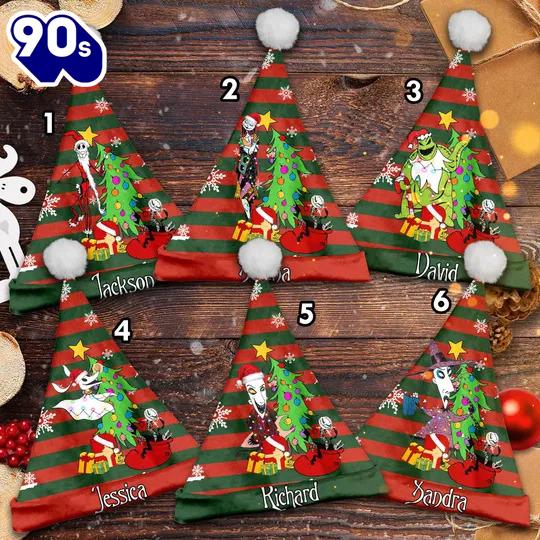 Personalize Ghost With Tree Christmas Santa Hat, Nightmare Before Xmas Santa Hat Personalize Ghost With Tree Christmas Santa Hat, Nightmare Before Xmas Santa Hat