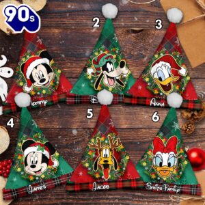 Personalize Mickey And Friends Classic Christmas Santa Hat, Mickey Mouse Cartoon Movie