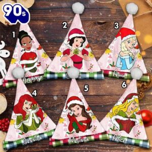 Personalize Princess Characters Christmas Santa Hat, Princess Christmas Hat
