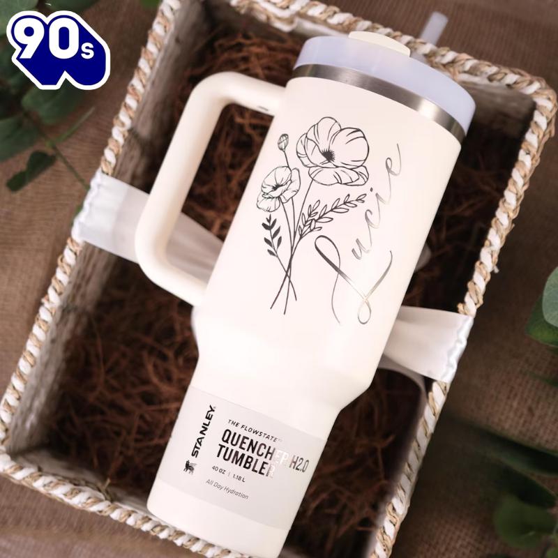 Personalized 40oz Floral Design Insulated Tumbler Personalized 40oz Floral Design Insulated Tumbler