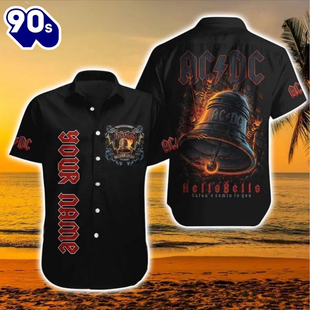 Personalized ACDC Hell's Bells Tribute Hawaiian Shirt Personalized ACDC Hell's Bells Tribute Hawaiian Shirt