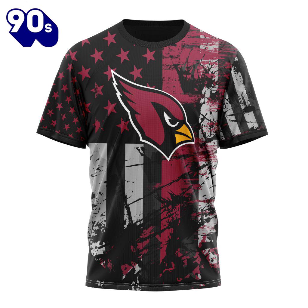 Personalized Arizona Cardinals Classic Grunge American Flag Vetaran 3D Shirt Unisex Personalized Arizona Cardinals Classic Grunge American Flag Vetaran 3D Shirt Unisex