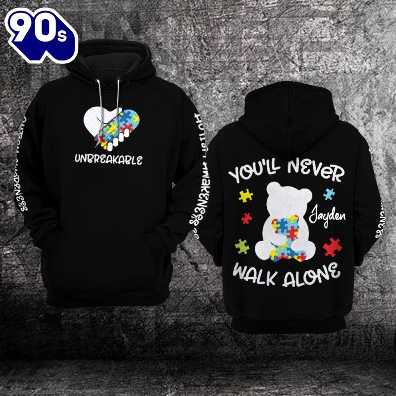 Personalized Autism Awareness Hoodie 3D You’ll never walk alone Gift Christmas Personalized Autism Awareness Hoodie 3D You’ll never walk alone Gift Christmas