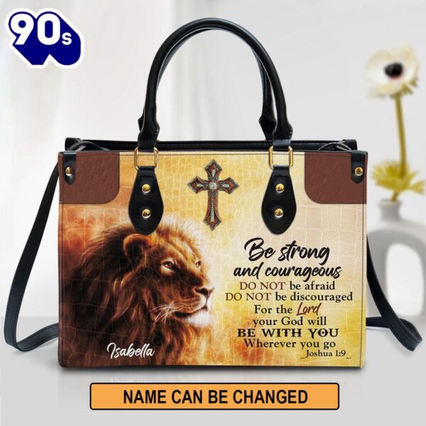 Personalized Be Strong And Courageous Unique Lion Leather Bag , Christian Bags  Gift For Women Christmas