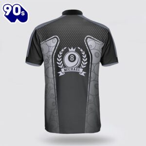 Personalized Billiard Pattern Grey Black Billiard Jerseys Shirt