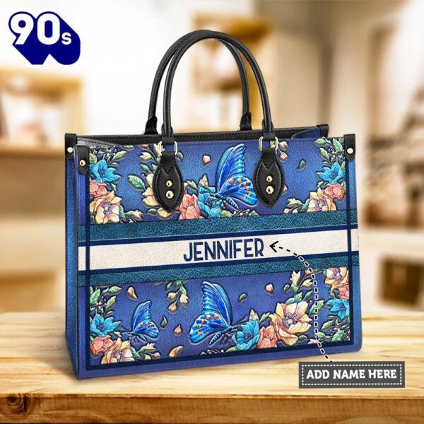 Personalized Butterfly Colorful Flower Leather Bag , Christian Bags  Gift For Women Christmas