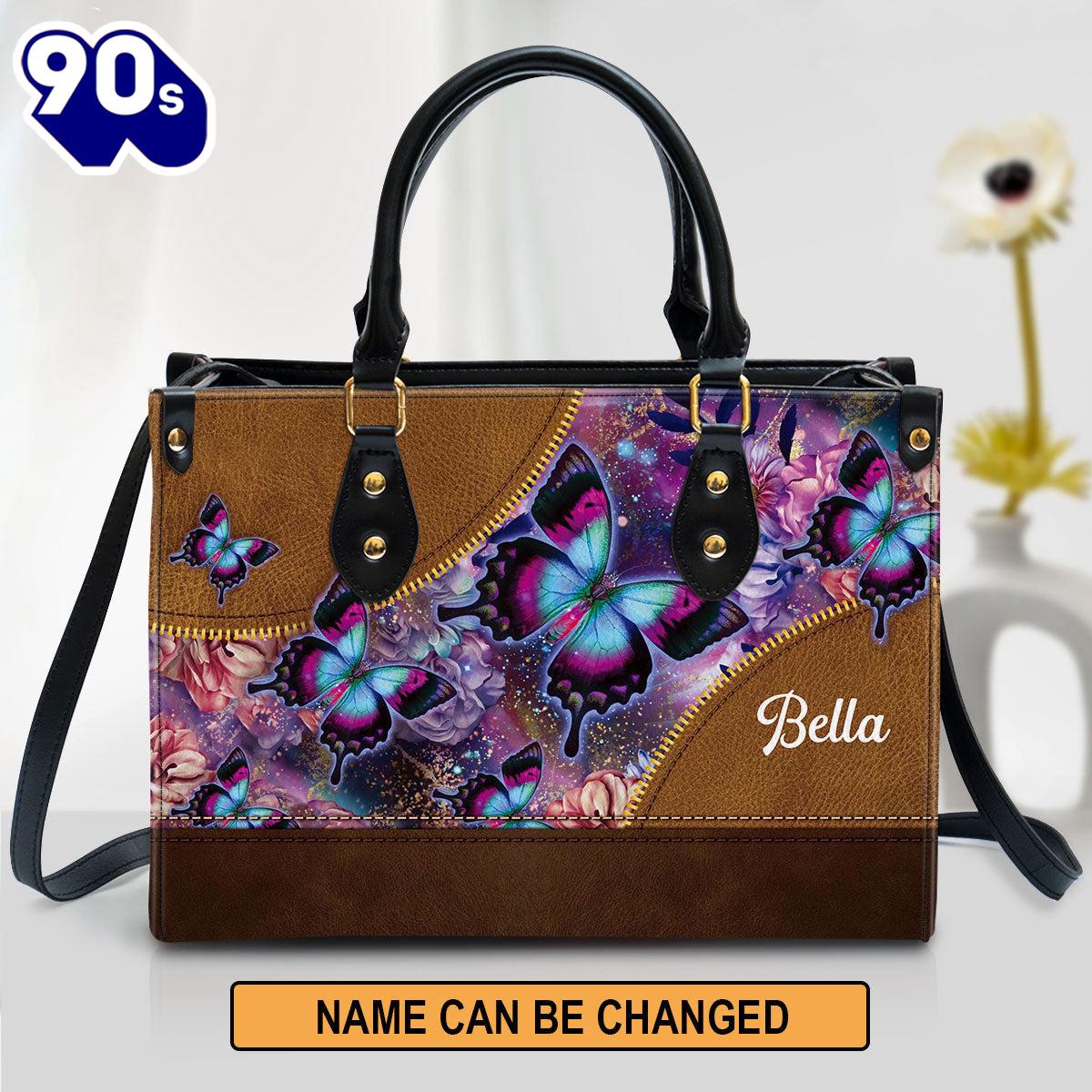 Personalized Butterfly Leather Handbag With Handle , Christian Bags Gift For Women Christmas Personalized Butterfly Leather Handbag With Handle , Christian Bags Gift For Women Christmas