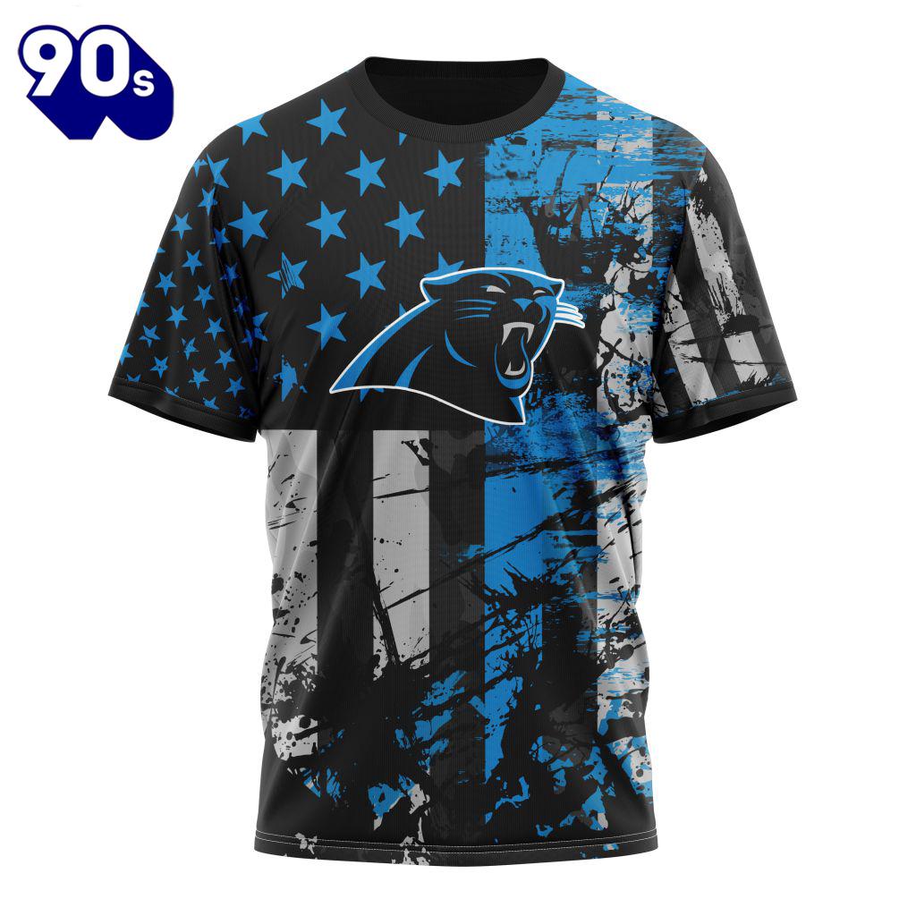 Personalized Carolina Panthers Classic Grunge American Flag Vetaran 3D Shirt Unisex Personalized Carolina Panthers Classic Grunge American Flag Vetaran 3D Shirt Unisex