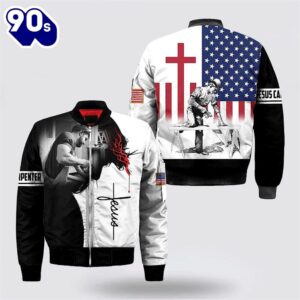 Personalized Carpenter Jesus And God Bomber Jacket – Christian Bomber Shirts for Men and Women Gift Christian