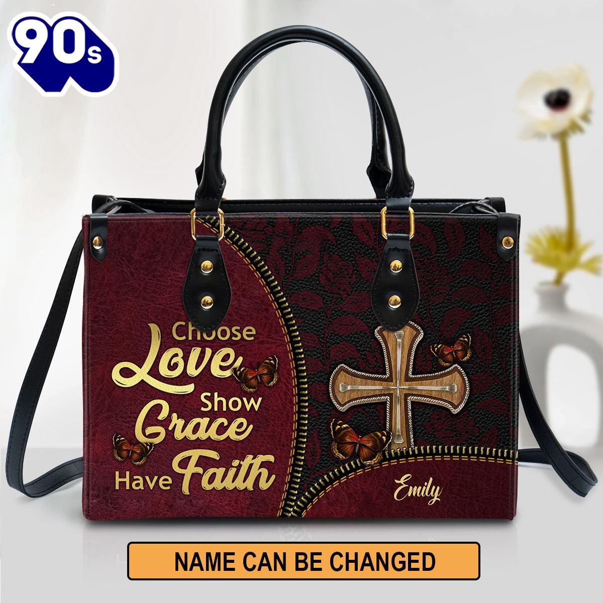 Personalized Choose Love Show Grace Have Faith Must Have Butterfly Leather Bag , Christian Bags Gift For Women Christmas Personalized Choose Love Show Grace Have Faith Must Have Butterfly Leather Bag , Christian Bags Gift For Women Christmas