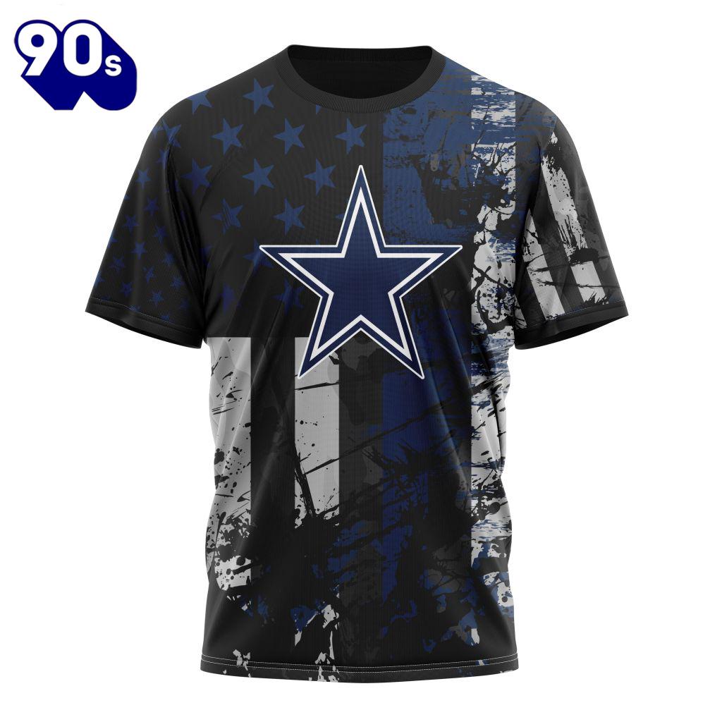 Personalized Dallas Cowboys Classic Grunge American Flag Vetaran 3D Shirt Unisex Personalized Dallas Cowboys Classic Grunge American Flag Vetaran 3D Shirt Unisex