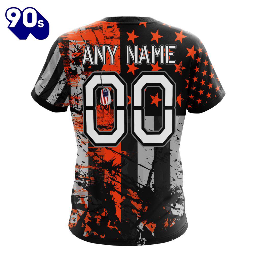 Personalized Denver Broncos Classic Grunge American Flag Vetaran 3D Shirt Unisex Personalized Denver Broncos Classic Grunge American Flag Vetaran 3D Shirt Unisex