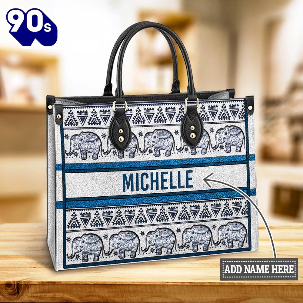 Personalized Elephant Mandala Border For Elephant Lovers Leather Bag , Christian Bags Gift For Women Christmas Personalized Elephant Mandala Border For Elephant Lovers Leather Bag , Christian Bags Gift For Women Christmas