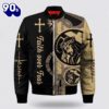 Personalized Faith Over Fear Jesus Bomber Jacket – Christian Bomber Shirts for Men and Women Gift Christian