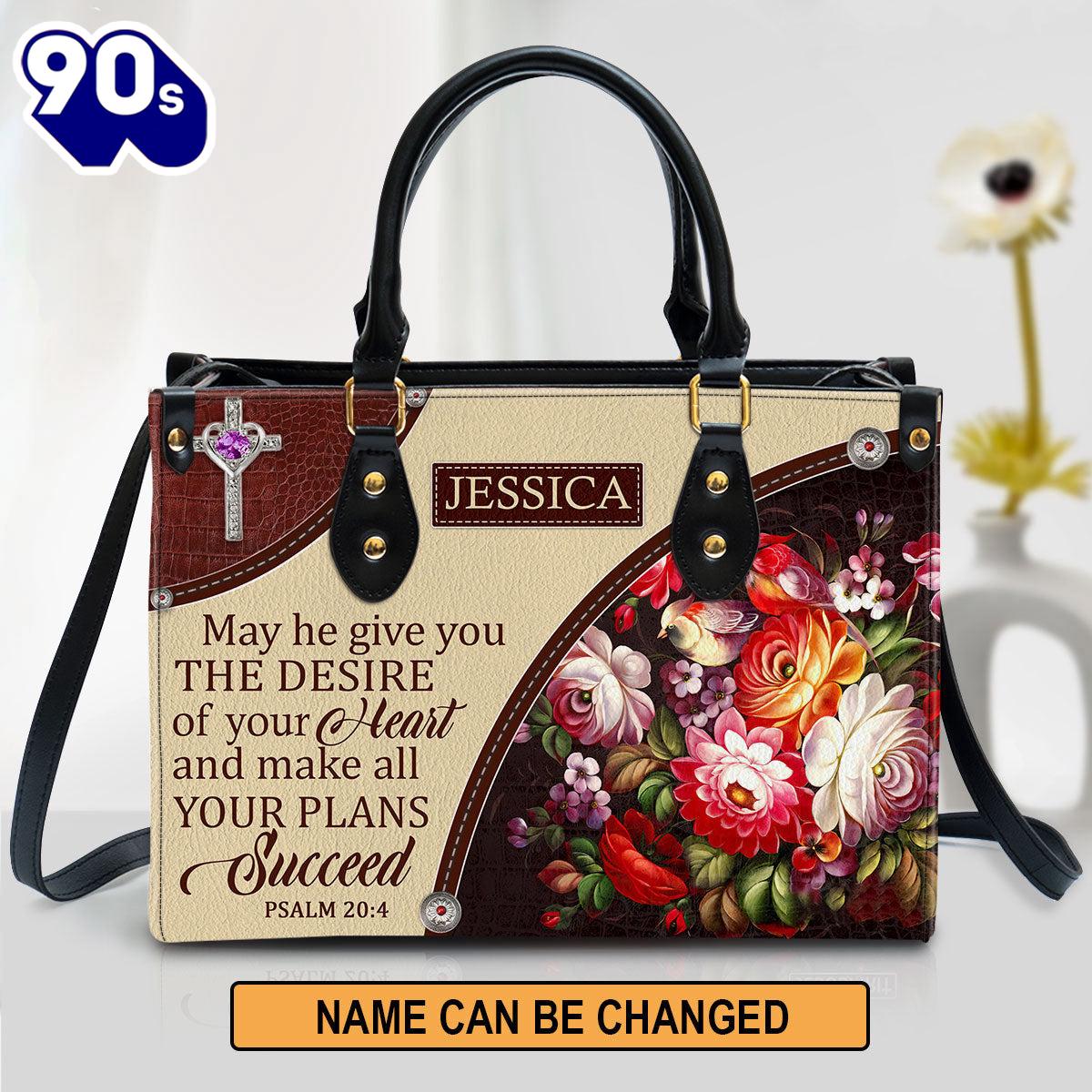 Personalized Flower May He Make All Your Plans Succeed Leather Bag , Christian Bags Gift For Women Christmas Personalized Flower May He Make All Your Plans Succeed Leather Bag , Christian Bags Gift For Women Christmas