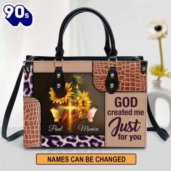 Personalized God Created Me Just For You Lovely Leather Bag , Christian Bags  Gift For Women Christmas