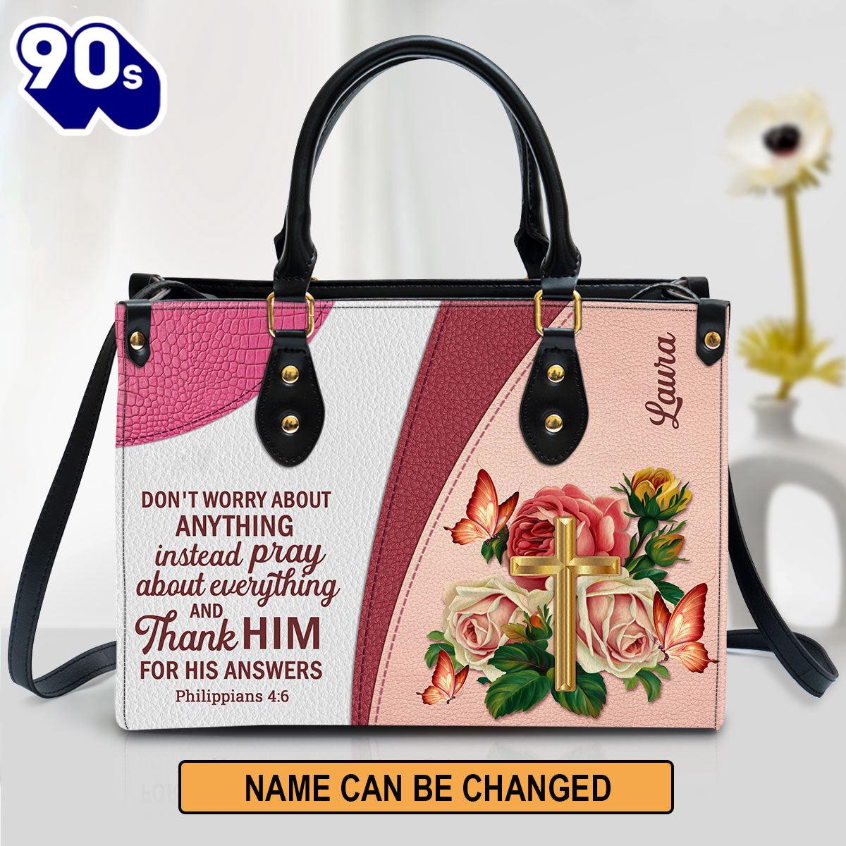 Personalized Gorgeous Rose Don‘T Worry About Anything Leather Bag , Christian Bags Gift For Women Christmas Personalized Gorgeous Rose Don‘T Worry About Anything Leather Bag , Christian Bags Gift For Women Christmas
