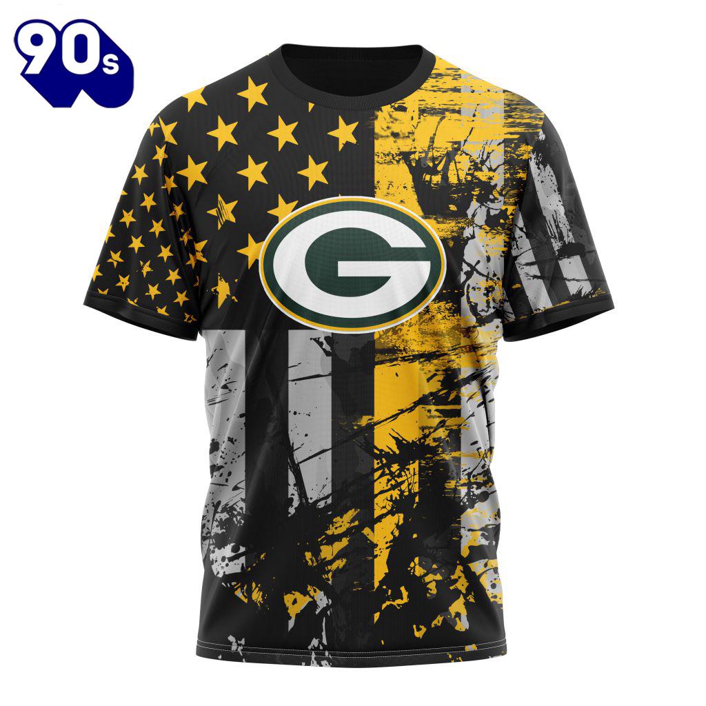 Personalized Green Bay Packers Classic Grunge American Flag Vetaran 3D Shirt Unisex Personalized Green Bay Packers Classic Grunge American Flag Vetaran 3D Shirt Unisex