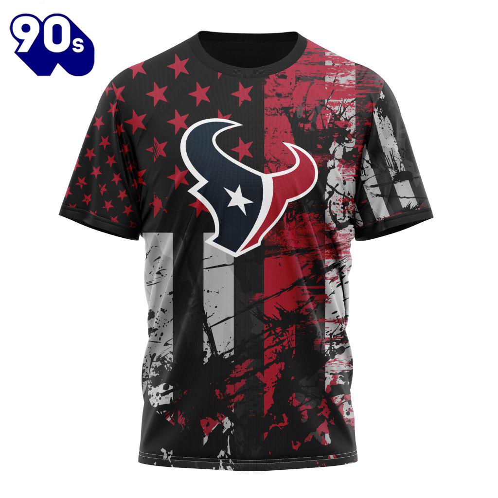 Personalized Houston Texans Classic Grunge American Flag Vetaran 3D Shirt Unisex Personalized Houston Texans Classic Grunge American Flag Vetaran 3D Shirt Unisex