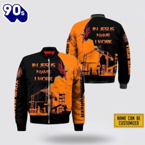 Personalized Ironworker In Jesus Name I Work Bomber Jacket For Men Women