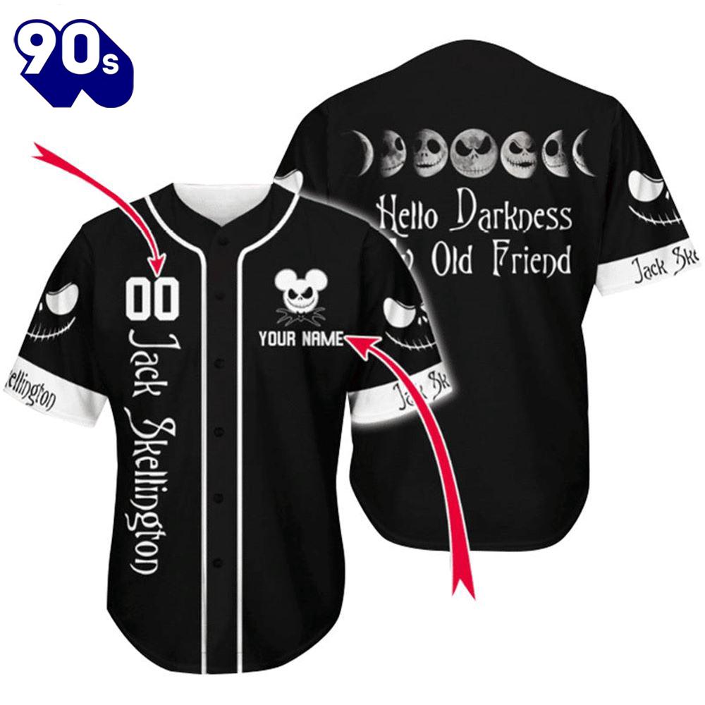 Personalized Jack Skellington Hello Darkness Baseball Jersey Gift For Fans Personalized Jack Skellington Hello Darkness Baseball Jersey Gift For Fans