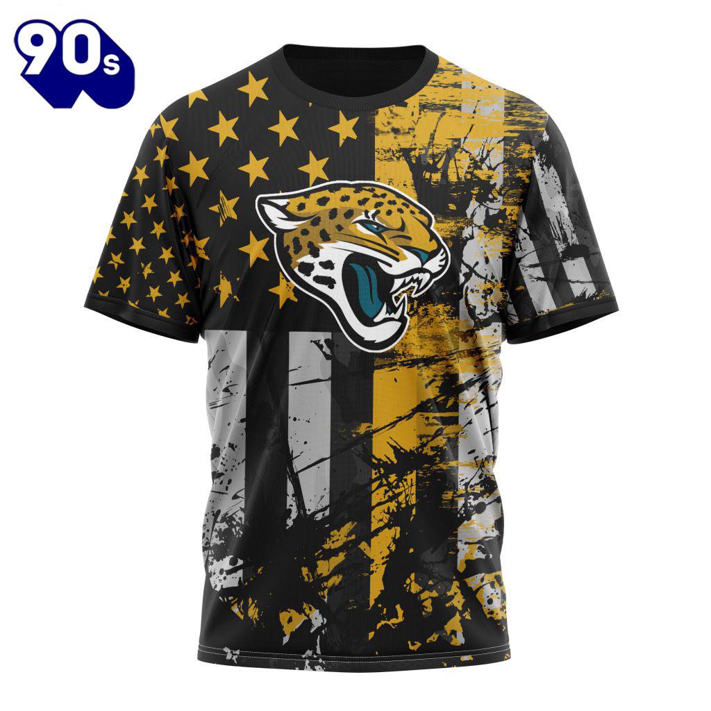 Personalized Jacksonville Jaguars Classic Grunge American Flag Vetaran 3D Shirt Unisex Personalized Jacksonville Jaguars Classic Grunge American Flag Vetaran 3D Shirt Unisex