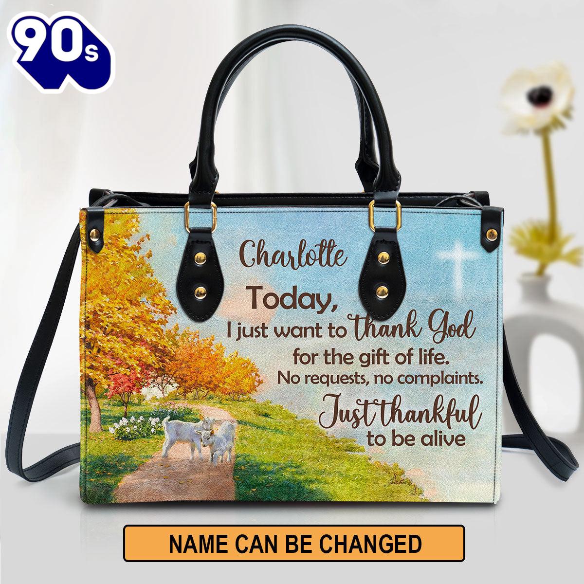Personalized Leather Bag For Women - Just Thankful To Be Alive Leather Bag Leather Bag , Christian Bags Gift For Women Christmas Personalized Leather Bag For Women - Just Thankful To Be Alive Leather Bag Leather Bag , Christian Bags Gift For Women Christmas