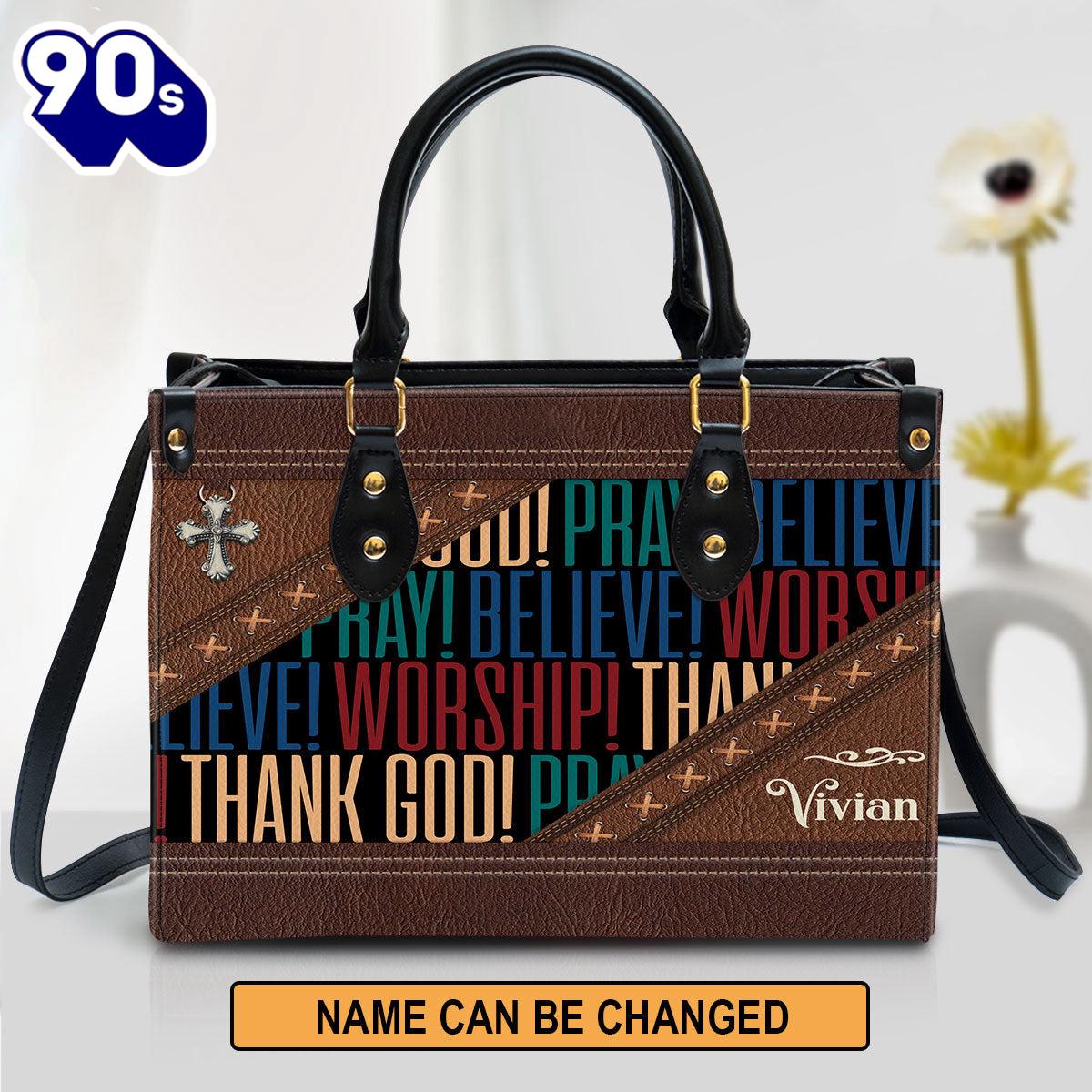 Personalized Leather Bag For Women - Pray Believe Worship Leather Bag Leather Bag , Christian Bags Gift For Women Christmas Personalized Leather Bag For Women - Pray Believe Worship Leather Bag Leather Bag , Christian Bags Gift For Women Christmas