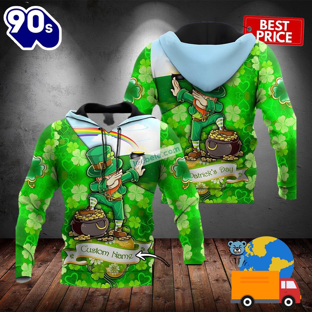 Personalized Leprechaun Dabbing St Patrick Green 3D Design Hoodie 2025 Personalized Leprechaun Dabbing St Patrick Green 3D Design Hoodie 2025