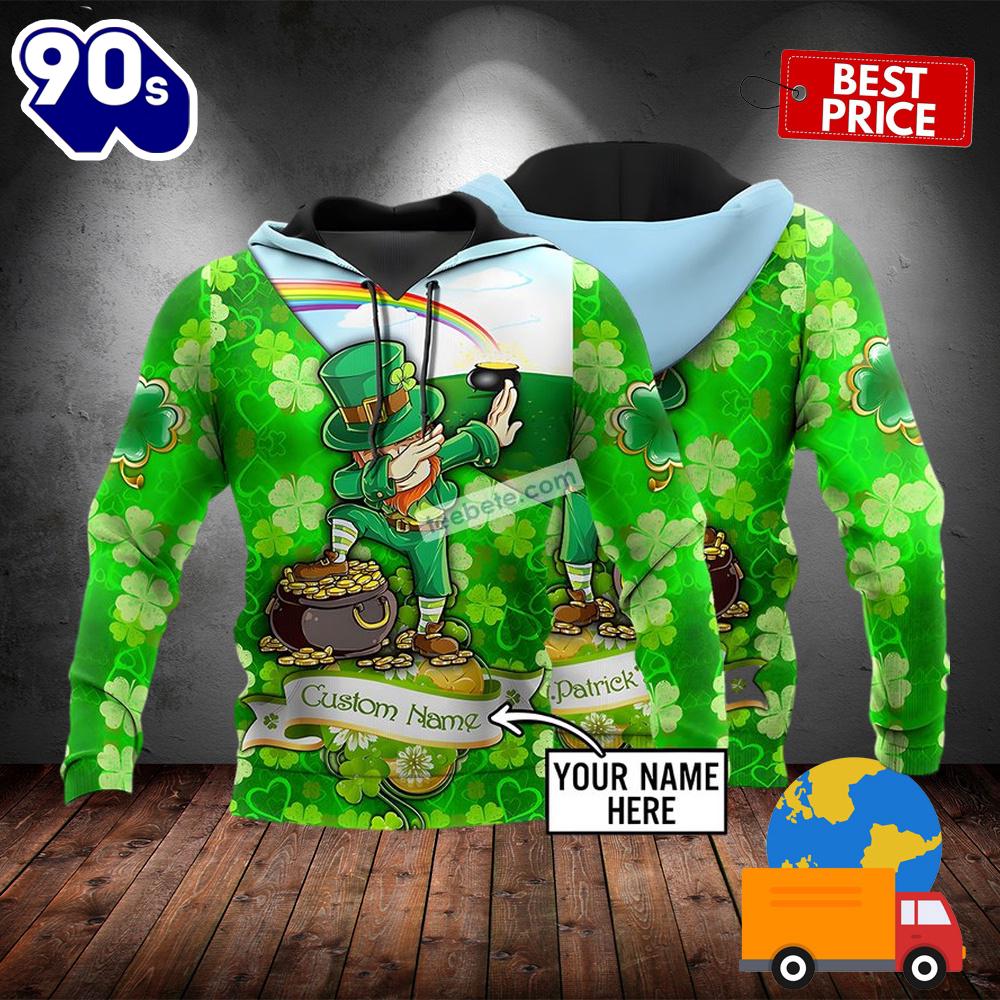 Personalized Leprechaun Dabbing St Patrick Green 3D Design Hoodie 2025 Personalized Leprechaun Dabbing St Patrick Green 3D Design Hoodie 2025