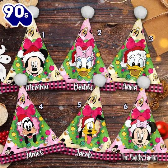 Personalized Mickey And Friends Head Christmas Santa Hat, Mickey Mouse Xmas Santa Hat