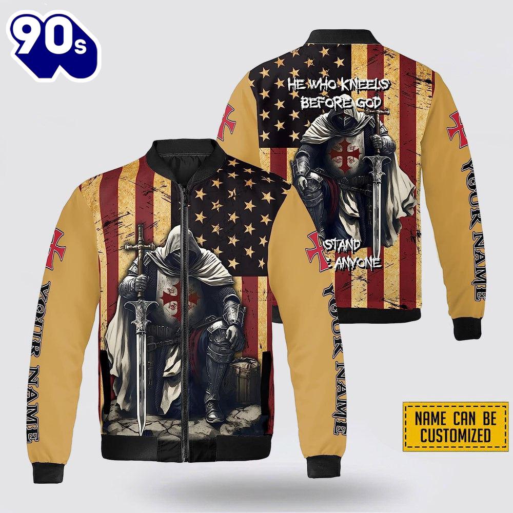 Personalized Name Knight Templar He Who Kneels Before God Bomber Jacket For Men Women Personalized Name Knight Templar He Who Kneels Before God Bomber Jacket For Men Women