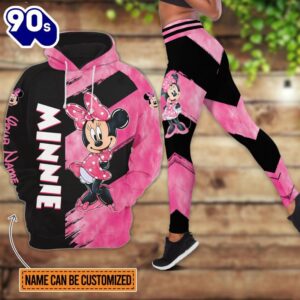 Personalized Name Minnie Pattern Hoodie And Leggings Set