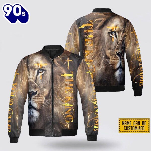 Personalized Name The King Lion Christian Jesus Bomber Jacket For Men Women