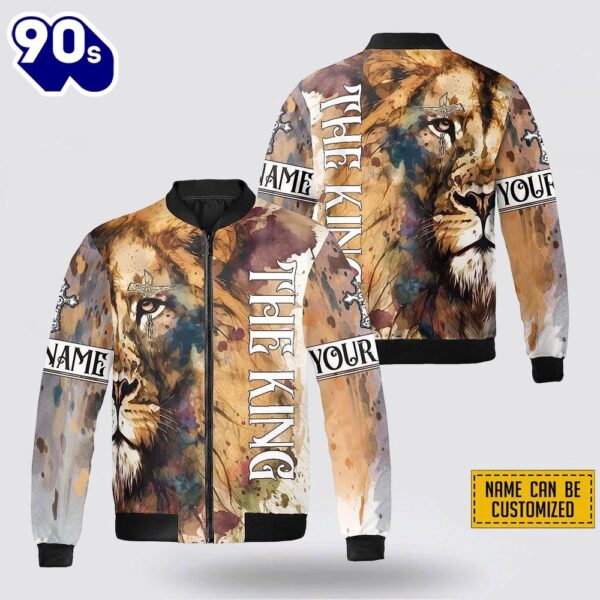 Personalized Name The Lion Half Christian Jesus Bomber Jacket For Men Women