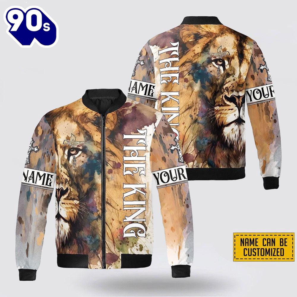 Personalized Name The Lion Half Christian Jesus Bomber Jacket For Men Women Personalized Name The Lion Half Christian Jesus Bomber Jacket For Men Women