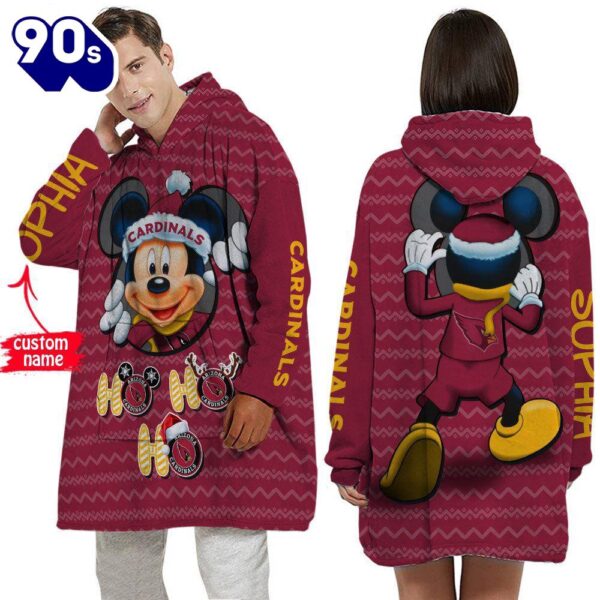 Personalized NFL Arizona Cardinals Disney Mickey Blanket Hoodie