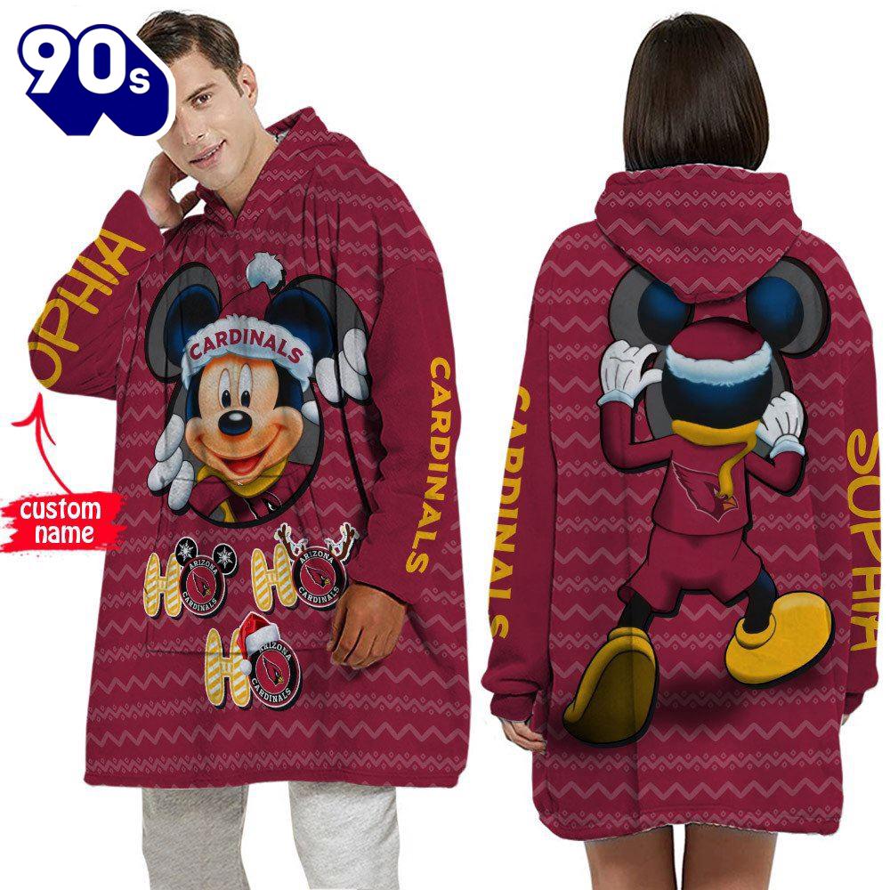 Personalized NFL Arizona Cardinals Disney Mickey Blanket Hoodie Personalized NFL Arizona Cardinals Disney Mickey Blanket Hoodie
